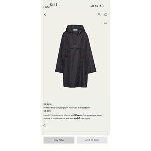 Prada Black Printed Nylon Hooded Pullover Jacket